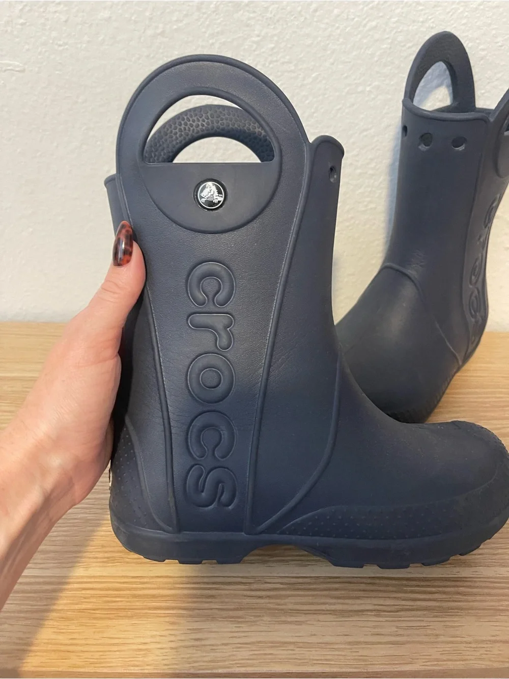 CROCS Kids Pull-On Rain Boots in Navy